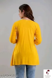 India Fashion Womens Rayon Western Top- Yellow-thumb2