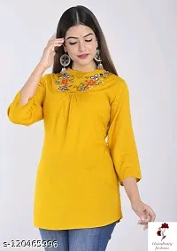 India Fashion Womens Rayon Western Top- Dark Yellow-thumb1