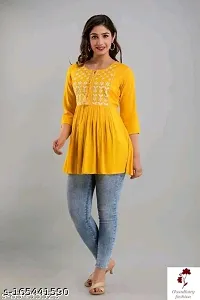 India Fashion Womens Rayon Western Top- Yellow-thumb4