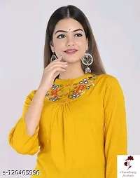 India Fashion Womens Rayon Western Top- Dark Yellow-thumb2