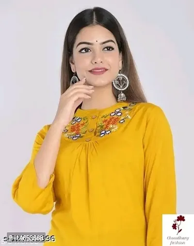 India Fashion Womens Rayon Western Top- Dark Yellow-thumb3
