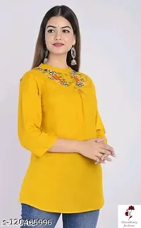 India Fashion Womens Rayon Western Top- Dark Yellow-thumb3