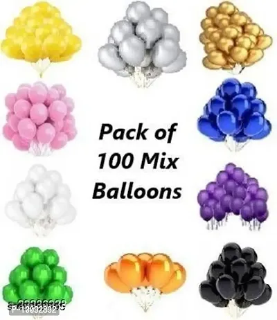 Solid Solid Premium Quality MULITOCOLOURED Pack of 100 Balloon Balloon (Multicolor  Pack of 100)-thumb0