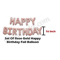 Happy Birthday Kit   Rose Gold   64 Pcs Combo   with Pump  Crown Balloon  Heart Balloons and more-thumb2