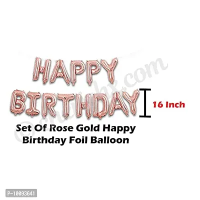 Happy Birthday Kit   Rose Gold   64 Pcs Combo   with Pump  Crown Balloon  Heart Balloons and more-thumb3