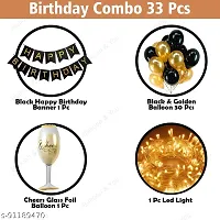 Happy Birthday Banner Decoration Kit &ndash; 33Pcs Set for Boys Husband Balloons Decoration Item Combo with Cheers Foil Balloon And Led Fairy Light-thumb1