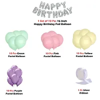 Silver Happy Birthday Balloon Decoration Kit Items   Combo 54 Pcs   Happy Birthday Foil and Multi Color Pastel Balloons-thumb3