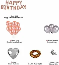 Solid Happy Birthday Kit With Metallic Balloons (Rose Gold, Fairy Lights - 120 Pc) Balloon (Pack Of 120)-thumb1
