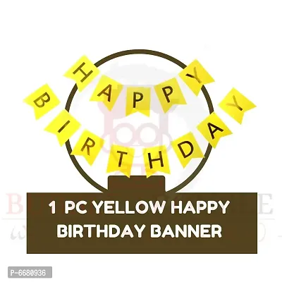 Happy Birthday Decoration Kit Combo Set Emoji Smiley Balloons With Plain Banner (Yellow Theme, Pack Of 51)-thumb3
