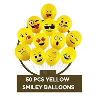 Bubble Trouble Happy Birthday Decoration Kit Combo Set Emoji Smiley Balloons Fairy LED Light Polka Dot Birthday Foil Curtains (Pack Of 58)-thumb2