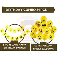 Happy Birthday Decoration Kit Combo Set Emoji Smiley Balloons With Plain Banner (Yellow Theme, Pack Of 51)-thumb1