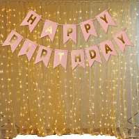 Happy Birthday Banner Pink Color With Fairy Light For Birthday Decoration-thumb2