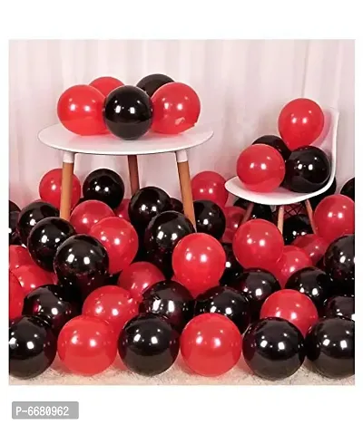 Party Balloons Metallic HD For Birthday / Anniversary / Baby Shower_ Pack Of 50 (Red and Black)