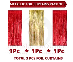 Premium Metallic Tinsel Foil Fringe Curtains(3 Pieces) Birthday Baby Shower Bride To Be Wedding Engagement Celebration Anniversary Love First-thumb1