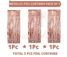 Premium Metallic Tinsel Foil Fringe Curtains(3 Pieces) Birthday Baby Shower Bride To Be Wedding Engagement Celebration Anniversary Love First-thumb1