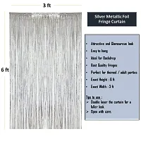 Metallic Fringe Foil Curtain For Birthday, Wedding, Anniversary Photo Booth Decoration (Silver, 3 Ft X 6 Ft) - Pack Of 3-thumb2