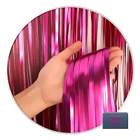 Metallic Fringe Foil Curtain (3Ft X 6 Ft) For Birthday,Wedding,Anniversary Photo Booth Decoration (Pack Of 3, 2 X Pink and 1 X Silver)-thumb1