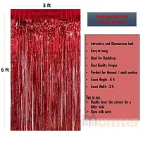 Metallic Fringe Foil Curtain For Birthday, Wedding, Anniversary Decoration (3Ft X 6Ft, Red) - Set Of 2-thumb2