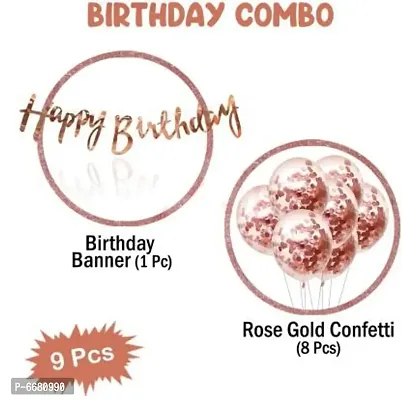 Set Of 9 Pieces rose Gold Birthday Combo For Birthday Decoration Items For Girls/ Balloons For Girl Birthday Party-thumb0