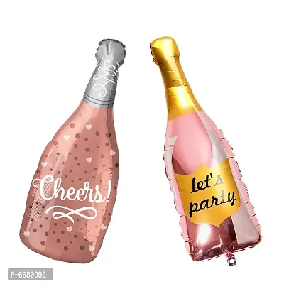 Large Size Cheers and Lets Party Bottle Shaped Balloons For Birthday Anniversary Ring Ceremony Party Decorations Pack Of 2