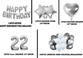 Happy Birthday Balloons Combo With 22 Number And Star Banner Heart Shape Balloons (Set Of 48)-thumb1