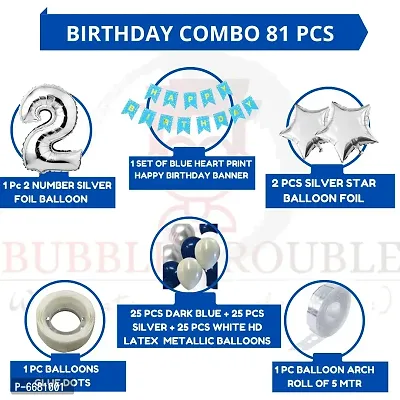 Boys Girls Second Happy Birthday Balloons Decoration Kit Combo For 2nd Birthday (Pack Of 81)-thumb2