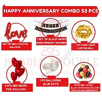 Happy Anniversary Balloons Decoration Kit Combo 16 Letters Banner, Love Foil, Fairy Light, Heart Foil, Glue Dot and 45 Pieces Balloons (Red Gold, Pack Of 53)-thumb1