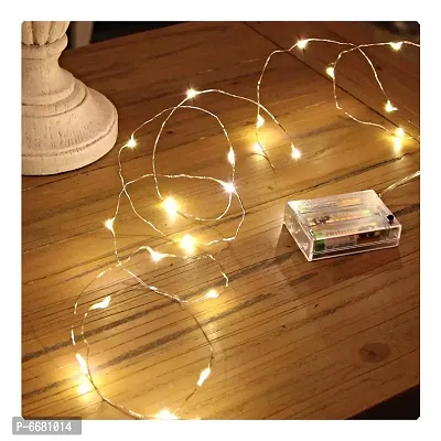 Battery Powered Waterproof Copper Wire String Fairy Lights For Diwali, Christmas, Valentine, Decoration 5 Meter Warm Yellow