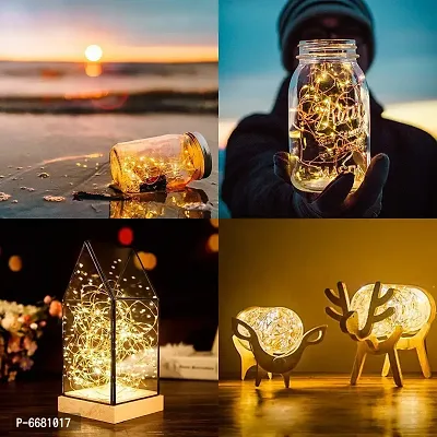 Battery Powered Waterproof Copper Wire String Fairy Lights For Diwali, Christmas, Valentine, Decoration 5 Meter Warm Yellow