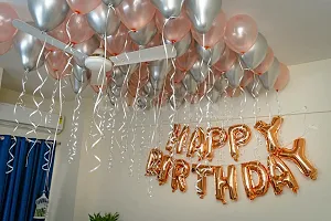 1 Pc Rose Gold Happy Birthday Foil Balloon and 20 Rose Gold Balloons and 10 Silver Chrome Balloons Decoration Items-thumb1