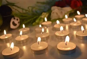 Smokeless Tealight Burning Candle (White, Pack Of 50)-thumb2