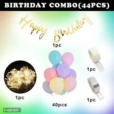 Pastel Balloons For Birthday Combo Kit With Fairy Light- 44 Pieces Pastel Color Balloon-thumb2