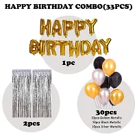 Golden Black And Silver Balloon Birthday Decorations Items - 33 Pieces Combo For Kids, Adult Birthday-thumb1
