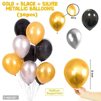 Golden Black And Silver Balloon Birthday Decorations Items - 33 Pieces Combo For Kids, Adult Birthday-thumb4
