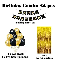 Happy Birthday Banner Decoration Kit 34 Pieces Set For Boys Husband Balloons Decorations Items Combo With Metallic Balloons And Curtain-thumb1