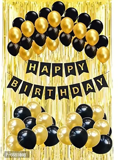Happy Birthday Banner Decoration Kit 34 Pieces Set For Boys Husband Balloons Decorations Items Combo With Metallic Balloons And Curtain
