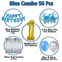 Birthday Decoration Kit For 1st Birthday Boys-56 Pieces With Foil Curtain / Bday Supplies Items-thumb1