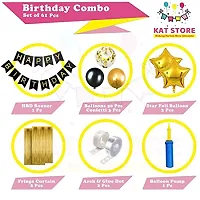 Happy Birthday Decoration Combo Of 61 Items / Birthday Party Decoration Black And Golden Theme.-thumb1