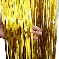 Solid Happy Birthday Red Banner 2 Pieces Golden Curtain 50 Pieces Red And Gold Balloons Balloon (Red, Gold, Pack Of 53)-thumb1