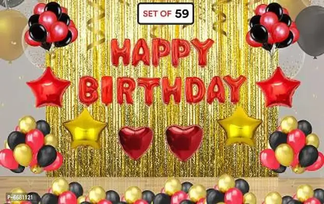 Printed Birthday Decoration Combo Kit, Birthday Balloon Combo Balloon (Pack Of 59)