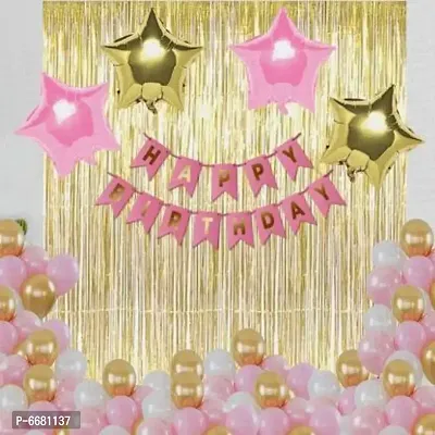 Solid Birthday Decoration Kit For Girls - 37 Pieces
