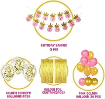 Happy Birthday Pink Crown Banner With HD Metallic and Confetti Balloons Decoration Kit For Girls Balloon (Pink, Gold, Pack Of 38)-thumb1