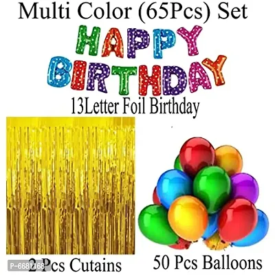 (65 Pieces) Happy Birthday Balloons For Decoration Kit Multi Dot Happy Birthday Letter And Gold Curtain Foil With HD Metallic-thumb2