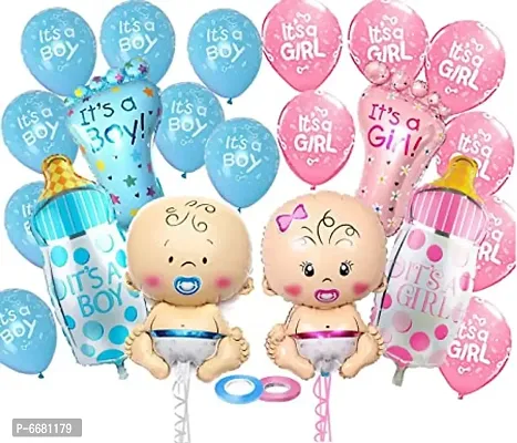 Baby Shower Latex Balloons, Pack Of 26, Blue and Pink