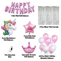 Unicorn Theme Birthday Decorations Kit For Girls - 72 Pieces Combo Set-thumb1