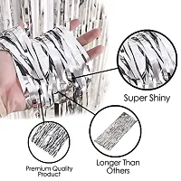 Silver Foil Curtain Pack Of 4 For Birthday, Anniversary, Marriage And Bachelorette Decoration-thumb1