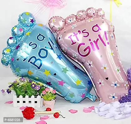 (Pack Of 2) 27 Inch Baby Shower Foot Aluminum Foil Balloons Its A Boy and Its A Girl Lovely Feet Balloon Birthday Party Baby Shower Decoration Material-thumb0