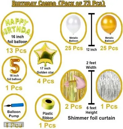 Fifth/5Th Happy Birthday Combo/Kit Pack Material For Party Decorations (Pack Of 73) Gold (Set Of 73)-thumb2