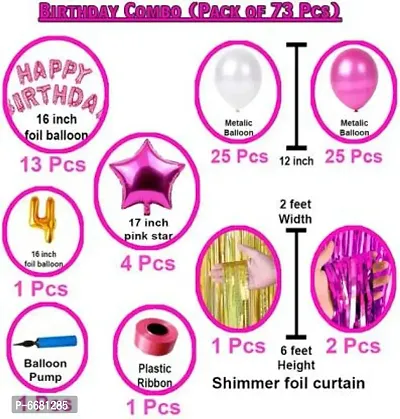 Fourth/4Th Happy Birthday Combo/Kit Pack Material Party Decorations (Pack Of 73) Pink (Set Of 73)-thumb2