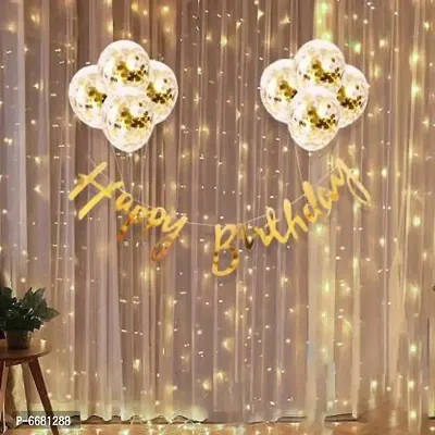 Birthday Decoration Items Kit- 10 Pieces Bday Banner Confetti Balloon With LED Light  (Set Of 10)-thumb0
